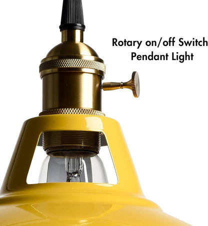 CLAXY Modern Pendant Light Yellow Metal Adjustable Hanging Kitchen Light | Nodic Home Pendant Light with Switch for Kitchen Island Bar Adjustable Hanging Cord Light for Loft Dining Table Bedroom Cafe