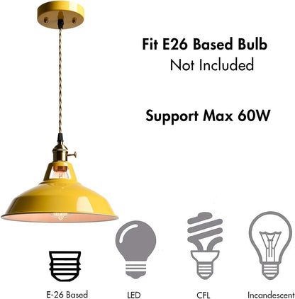 CLAXY Modern Pendant Light Yellow Metal Adjustable Hanging Kitchen Light | Nodic Home Pendant Light with Switch for Kitchen Island Bar Adjustable Hanging Cord Light for Loft Dining Table Bedroom Cafe