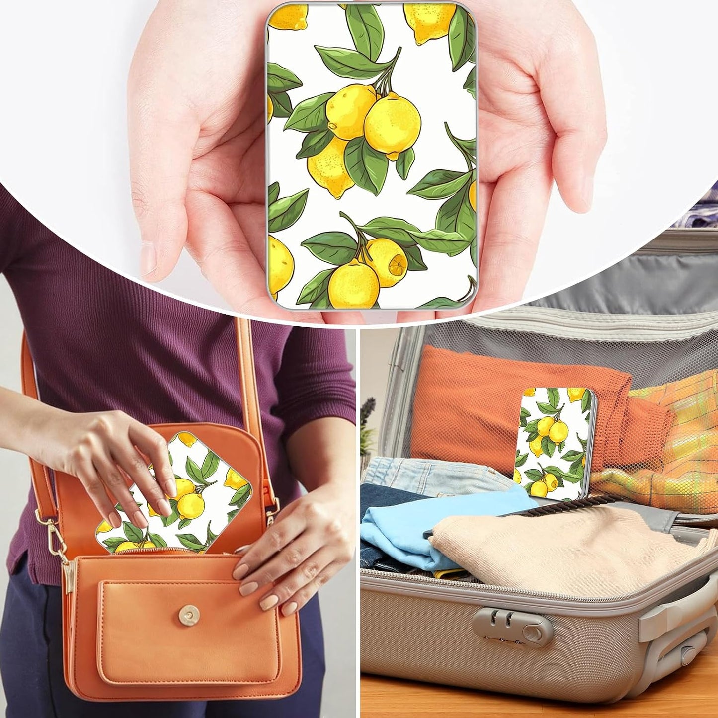 Lemons Metal Tin Box, 4.53x3.35x0.86 Inches Rectangular Empty Silver Storage Container with Lid – Small Home Organizer, Gifts, Candy, Crafts, Jewelry, Sewing Kits, Cookie Box