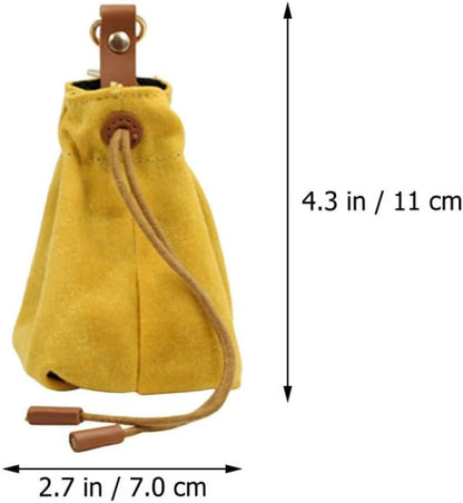 Canvas Dog Treat Pouch Portable Pet Training Bag Premium Yellow Snack Carrier Carabiner Clip for Outdoor Use for Puppy Training and Pet Supplies