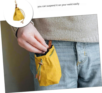 Canvas Dog Treat Pouch Portable Pet Training Bag Premium Yellow Snack Carrier Carabiner Clip for Outdoor Use for Puppy Training and Pet Supplies