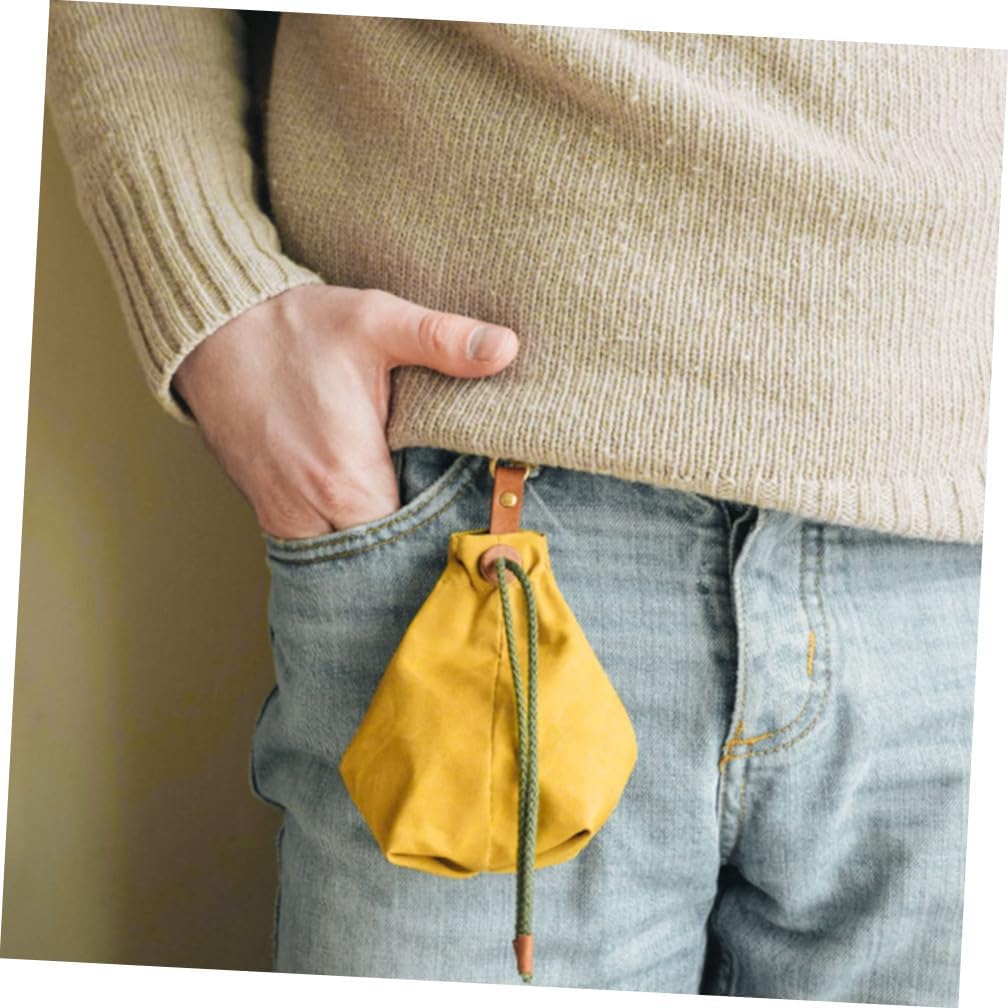 Canvas Dog Treat Pouch Portable Pet Training Bag Premium Yellow Snack Carrier Carabiner Clip for Outdoor Use for Puppy Training and Pet Supplies