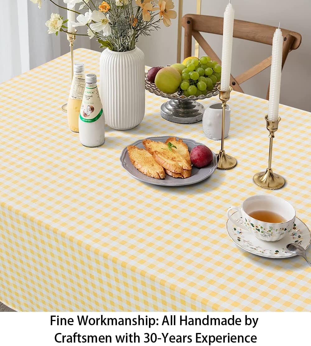 Checkered Tablecloth Rectangle 54''x70'' Yellow Buffalo Plaid Tablecloths Gingham Check Table Cloth Cotton Table Linen Waterproof Fabric Table Cloths for Kitchen Dining Picnic