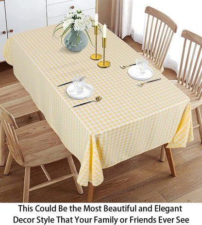 Checkered Tablecloth Rectangle 54''x70'' Yellow Buffalo Plaid Tablecloths Gingham Check Table Cloth Cotton Table Linen Waterproof Fabric Table Cloths for Kitchen Dining Picnic