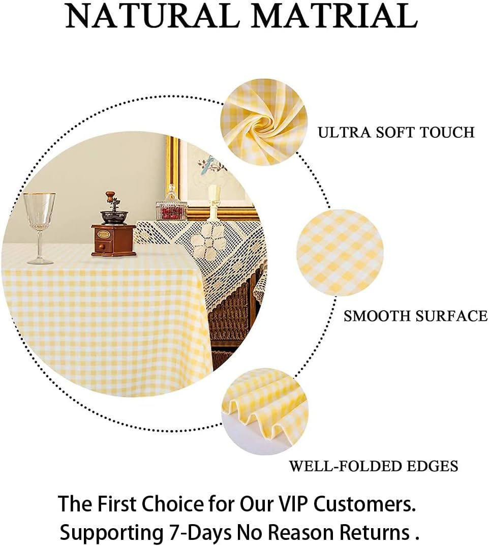 Checkered Tablecloth Rectangle 54''x70'' Yellow Buffalo Plaid Tablecloths Gingham Check Table Cloth Cotton Table Linen Waterproof Fabric Table Cloths for Kitchen Dining Picnic