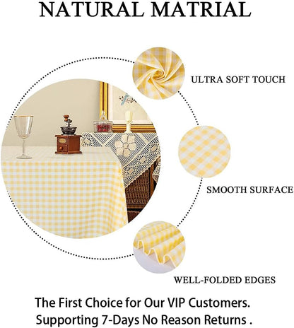 Checkered Tablecloth Rectangle 54''x70'' Yellow Buffalo Plaid Tablecloths Gingham Check Table Cloth Cotton Table Linen Waterproof Fabric Table Cloths for Kitchen Dining Picnic