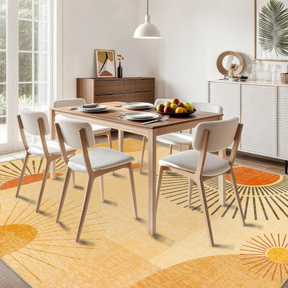 Sun Rug 3x5 for Living Room Mid Century Modern Area Rugs Machine Washable Sun Boho Rug Non Slip Printed Low Pile Indoor Floor Carpet for Kitchen Bathroom Bedroom,Yellow