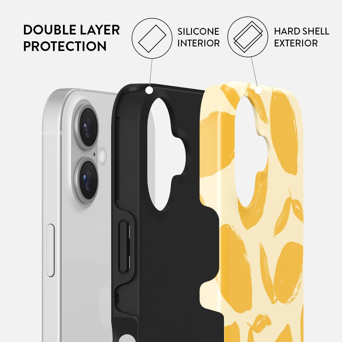 Unisex Phone Case for iPhone 16 – Dual-Layer Hybrid Design with Shock-Absorbing Silicone & Durable Exterior, Scratch-Resistant Finish and Raised Bezel Edge for Screen Protection & Daily Use