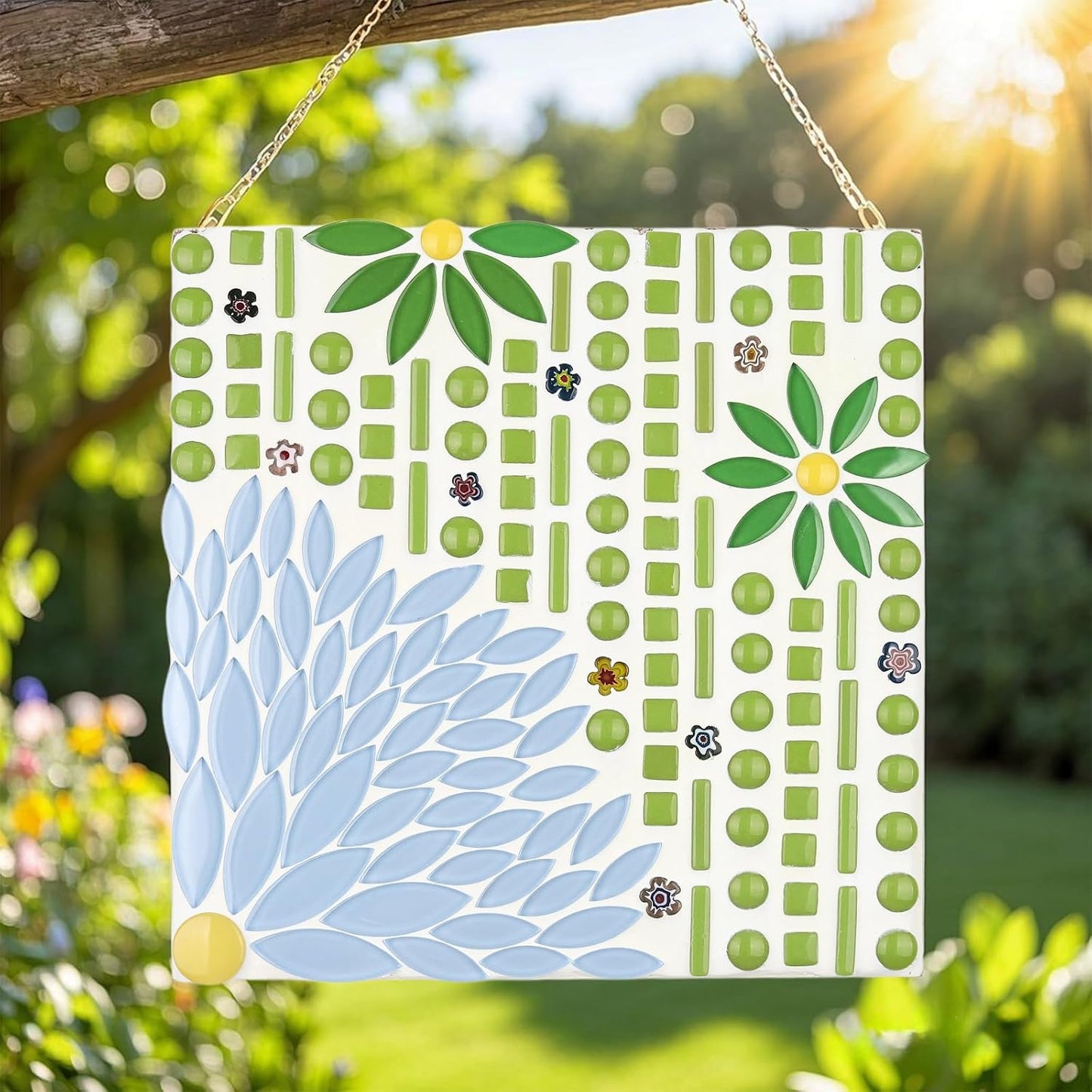 Green Leaf Mosaic Tiles for Crafts, 200g | Easy DIY Crafting,Pre-Cut Petal Mosaic Art Supplies, Perfect Mosaic Kits for adults,Outdoor Decoration