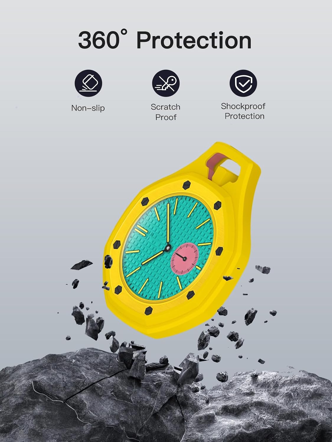 Compatible with Swatch Royal Pop Protective Case, Smartwatch Protective Case Cover Shell Soft and Durable Watch Accessories，Premium Soft Silicone Slim Case-Yellow