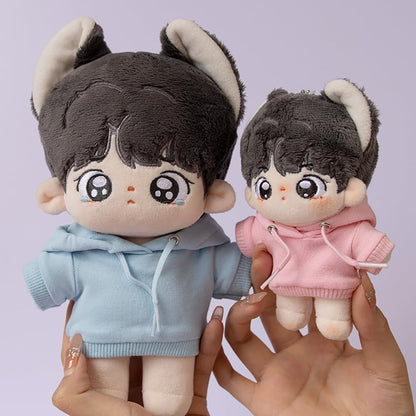 20cm Plush Doll Clothes Elastic Solid Sportswear Suits Hoodie Pants Soft Stuffed Plush Toy Dress Up Accessories (Yellow, 20cm)