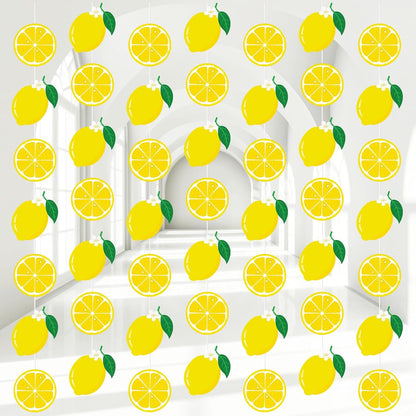 8 Pcs Lemon Hanging Party Decoration Lemon Garland Decors Yellow Lemonade Bar Paper Hanging Banner for Summer Fruit Themed Birthday Bridal Shower Wedding Graduation Party Supplies