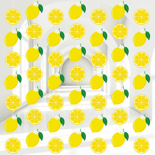 8 Pcs Lemon Hanging Party Decoration Lemon Garland Decors Yellow Lemonade Bar Paper Hanging Banner for Summer Fruit Themed Birthday Bridal Shower Wedding Graduation Party Supplies