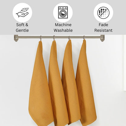 100% Cotton Waffle Kitchen Towels Set of 6 - Soft Highly Absorbent Durable - Perfect for Drying Cleaning Everyday Kitchen Use - Quick Drying Premium Dish Towels 16x26 Inch Yellow Mustard