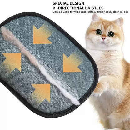 Pet Grooming Kit – Flea Comb & Electrostatic Glove, Self-Cleaning Dog & Cat Brush, Reusable Deshedding Glove + Green Comb for Cats & Dogs (2-in-1)(Glove+Yellow Comb)