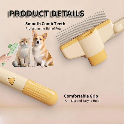 Pet Grooming Kit – Flea Comb & Electrostatic Glove, Self-Cleaning Dog & Cat Brush, Reusable Deshedding Glove + Green Comb for Cats & Dogs (2-in-1)(Glove+Yellow Comb)