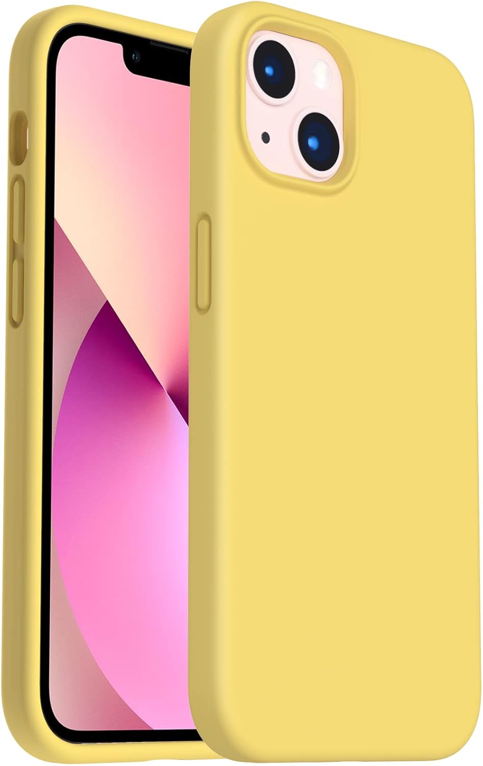 Designed for iPhone 13 Case, Shockproof Liquid Silicone-Lemon Yellow