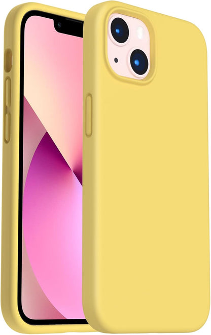 Designed for iPhone 13 Case, Shockproof Liquid Silicone-Lemon Yellow