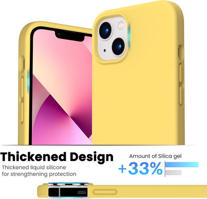 Designed for iPhone 13 Case, Shockproof Liquid Silicone-Lemon Yellow