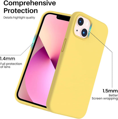 Designed for iPhone 13 Case, Shockproof Liquid Silicone-Lemon Yellow
