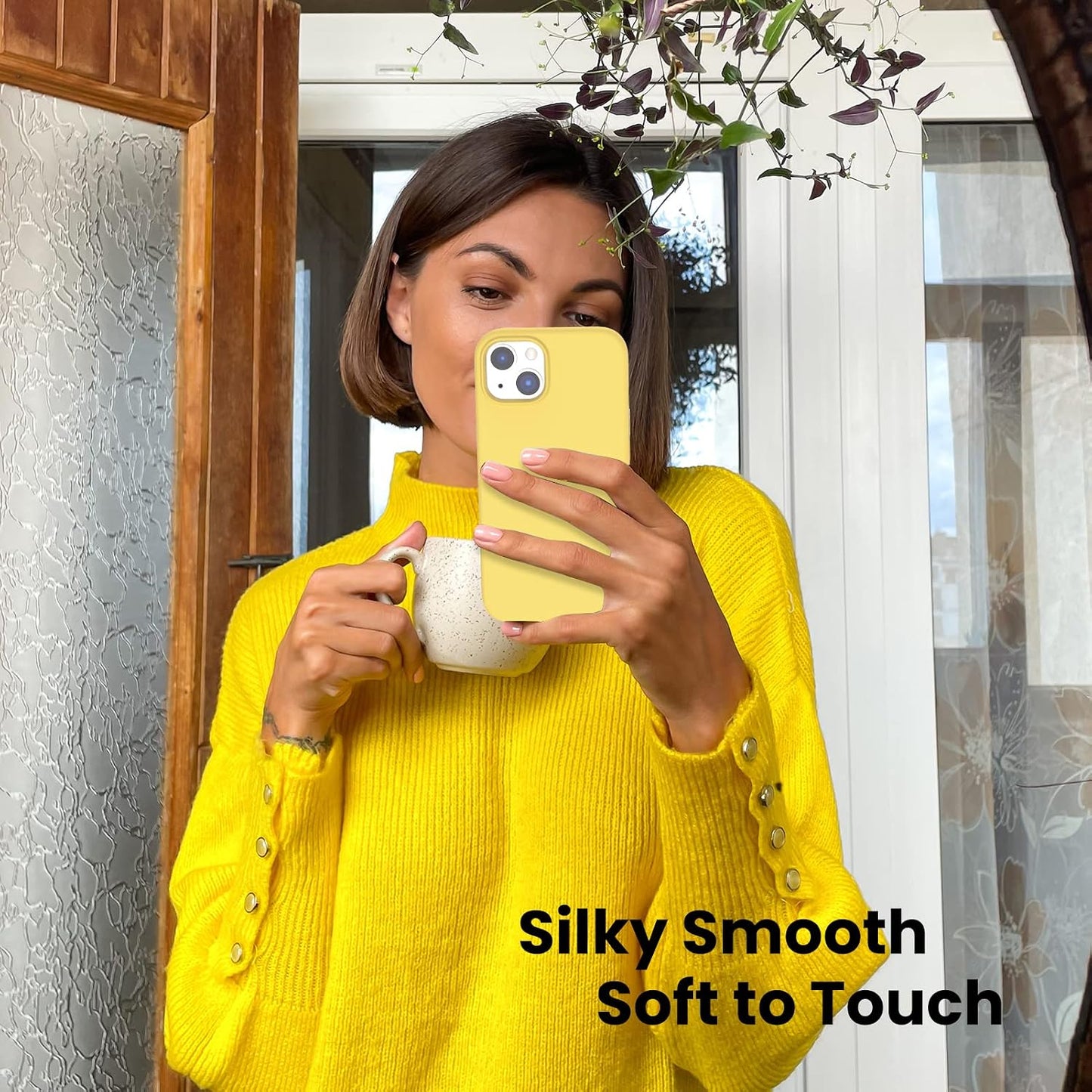 Designed for iPhone 13 Case, Shockproof Liquid Silicone-Lemon Yellow