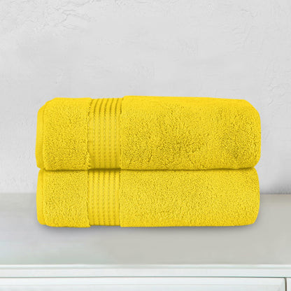 Premium Turkish Cotton 2 Pack Bath Towel Set - 27 x 54 inch, Luxurious Hotel Spa Quality 100% Turkish Cotton 2PC Bath Towel Set - Highly Absorbent - Soft Bathroom Towels, Yellow