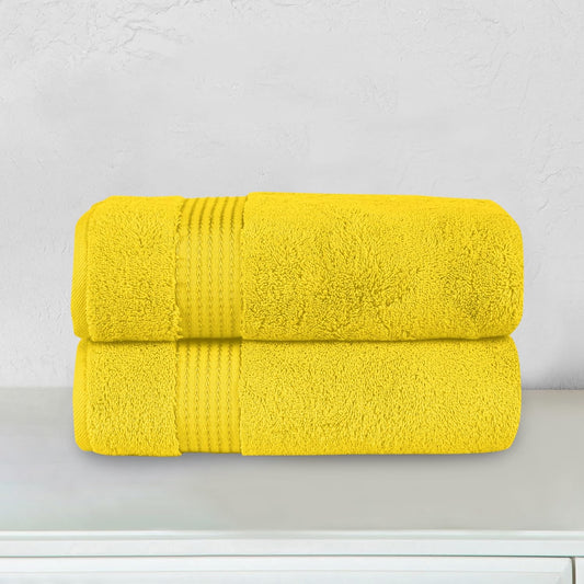 Premium Turkish Cotton 2 Pack Bath Towel Set - 27 x 54 inch, Luxurious Hotel Spa Quality 100% Turkish Cotton 2PC Bath Towel Set - Highly Absorbent - Soft Bathroom Towels, Yellow