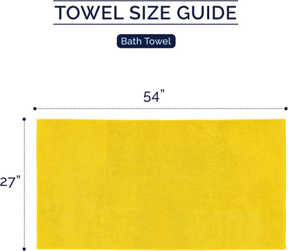 Premium Turkish Cotton 2 Pack Bath Towel Set - 27 x 54 inch, Luxurious Hotel Spa Quality 100% Turkish Cotton 2PC Bath Towel Set - Highly Absorbent - Soft Bathroom Towels, Yellow