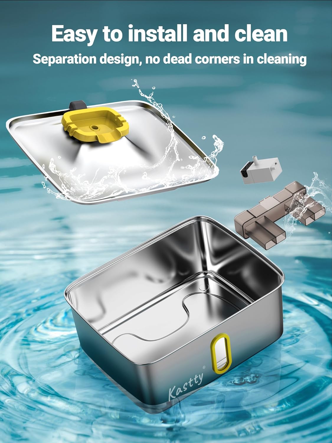 15L/3.96 Gal Stainless Steel Large Capacity Dog Water Fountain | Ultra Quiet Dog Water Bowl Dispenser LED Light Multi Filtration Cat Water Fountain,Pet Water Fountain Easy Clean(FS78,Yellow)