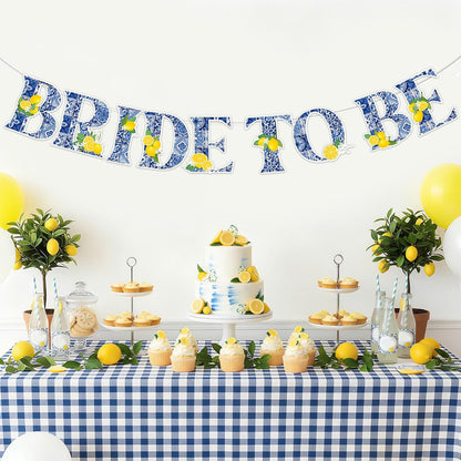 Blue Tiles Lemon Bridal Shower Decorations Lemon Bride to Be Banner She Found Her Main Squeeze Banner for Main Squeeze Bridal Shower Bachelorette Engagement Decorations Party Supplies