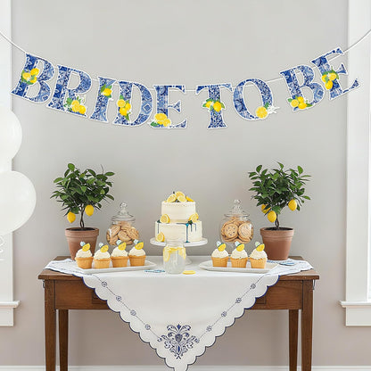 Blue Tiles Lemon Bridal Shower Decorations Lemon Bride to Be Banner She Found Her Main Squeeze Banner for Main Squeeze Bridal Shower Bachelorette Engagement Decorations Party Supplies