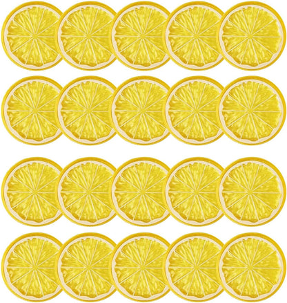 20pcs Mini Simulation Fruit Lemon Slices，Fake Artificial Plastic Fruit Model Decorative Wedding Ornament Festival Decoration，Photography Props，Basket Display Filler Fruit (Yellow)