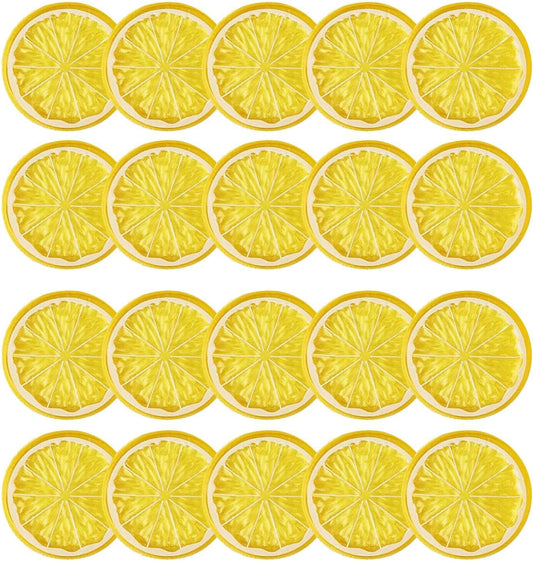 20pcs Mini Simulation Fruit Lemon Slices，Fake Artificial Plastic Fruit Model Decorative Wedding Ornament Festival Decoration，Photography Props，Basket Display Filler Fruit (Yellow)