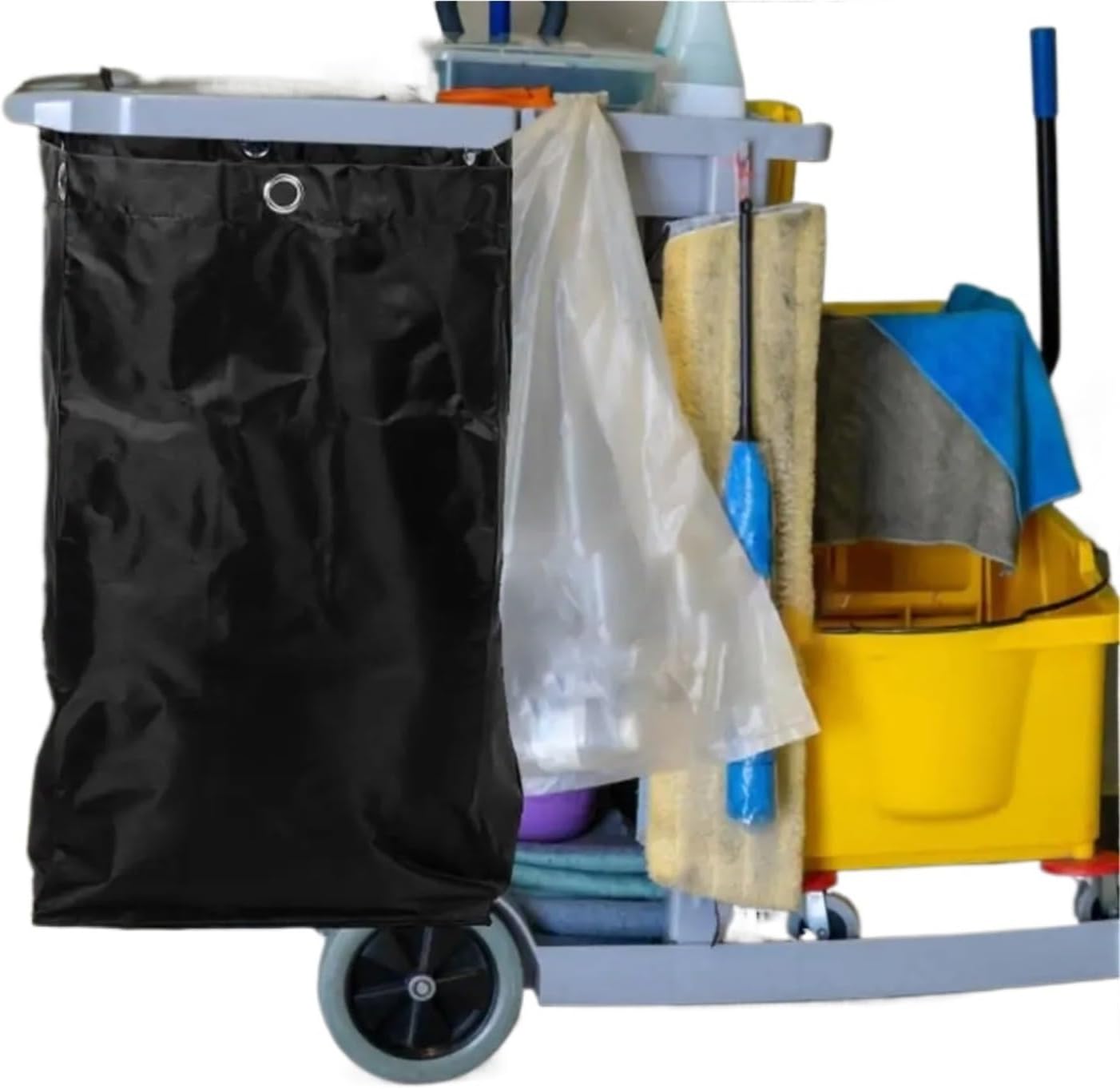 2pcs Large Capacity Waterproof Cleaning Cart Bag - Thicken Hotel Housekeeping Rubbish Holder(Yellow)