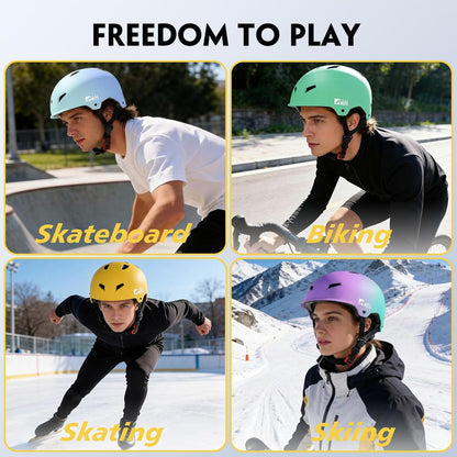 for Adults - Adjustable Certified Safety Adults Helmet for Skateboarding Bike Bicycle Scooter Cycling Skate Skating Multisport Helmets for Women Men Boys Girls Kids Youth