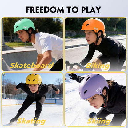 for Adults - Adjustable Certified Safety Adults Helmet for Skateboarding Bike Bicycle Scooter Cycling Skate Skating Multisport Helmets for Women Men Boys Girls Kids Youth