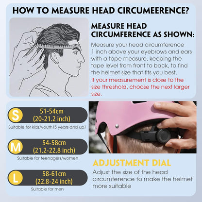 for Adults - Adjustable Certified Safety Adults Helmet for Skateboarding Bike Bicycle Scooter Cycling Skate Skating Multisport Helmets for Women Men Boys Girls Kids Youth