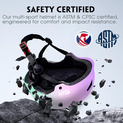 for Adults - Adjustable Certified Safety Adults Helmet for Skateboarding Bike Bicycle Scooter Cycling Skate Skating Multisport Helmets for Women Men Boys Girls Kids Youth