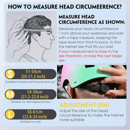 for Adults - Adjustable Certified Safety Adults Helmet for Skateboarding Bike Bicycle Scooter Cycling Skate Skating Multisport Helmets for Women Men Boys Girls Kids Youth