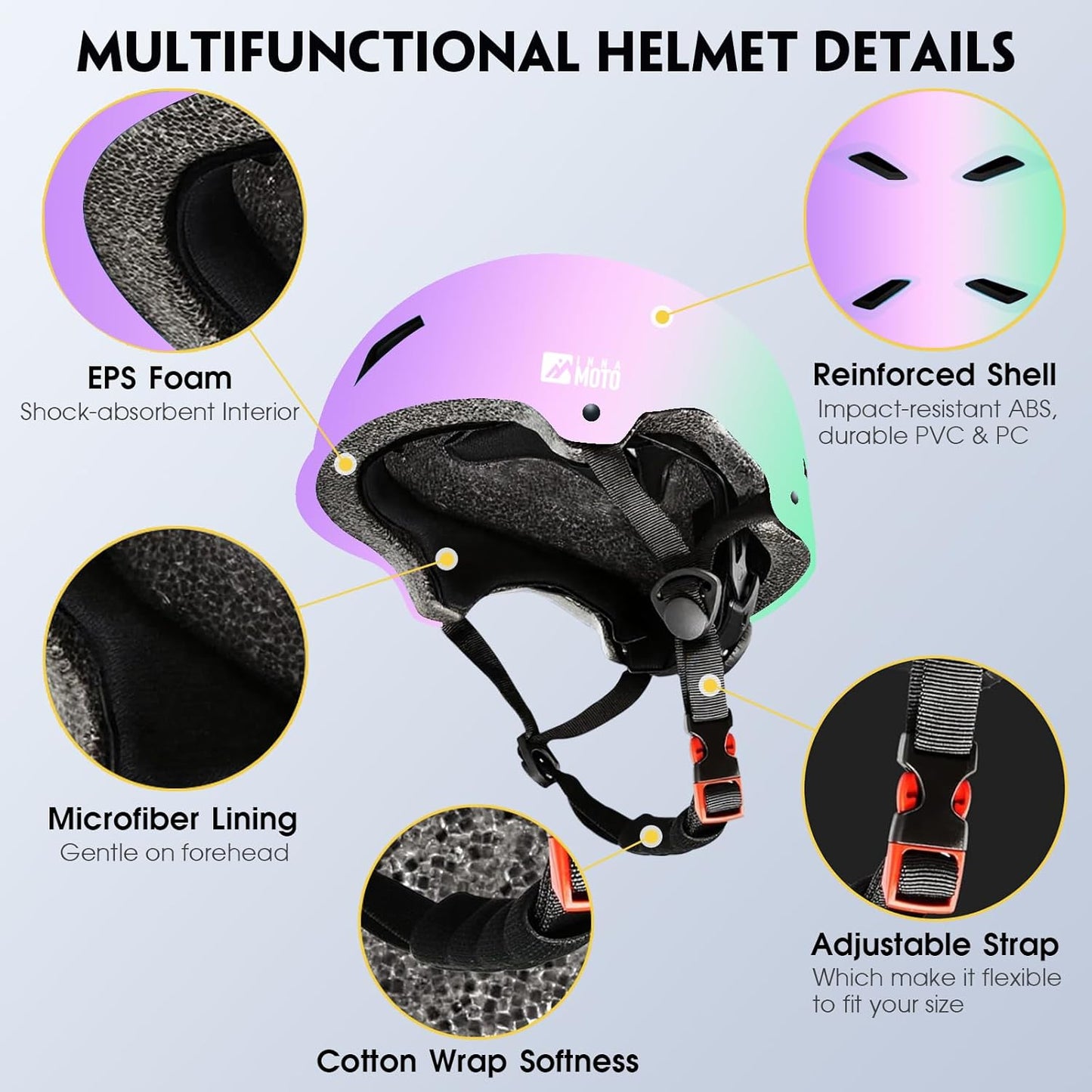 for Adults - Adjustable Certified Safety Adults Helmet for Skateboarding Bike Bicycle Scooter Cycling Skate Skating Multisport Helmets for Women Men Boys Girls Kids Youth
