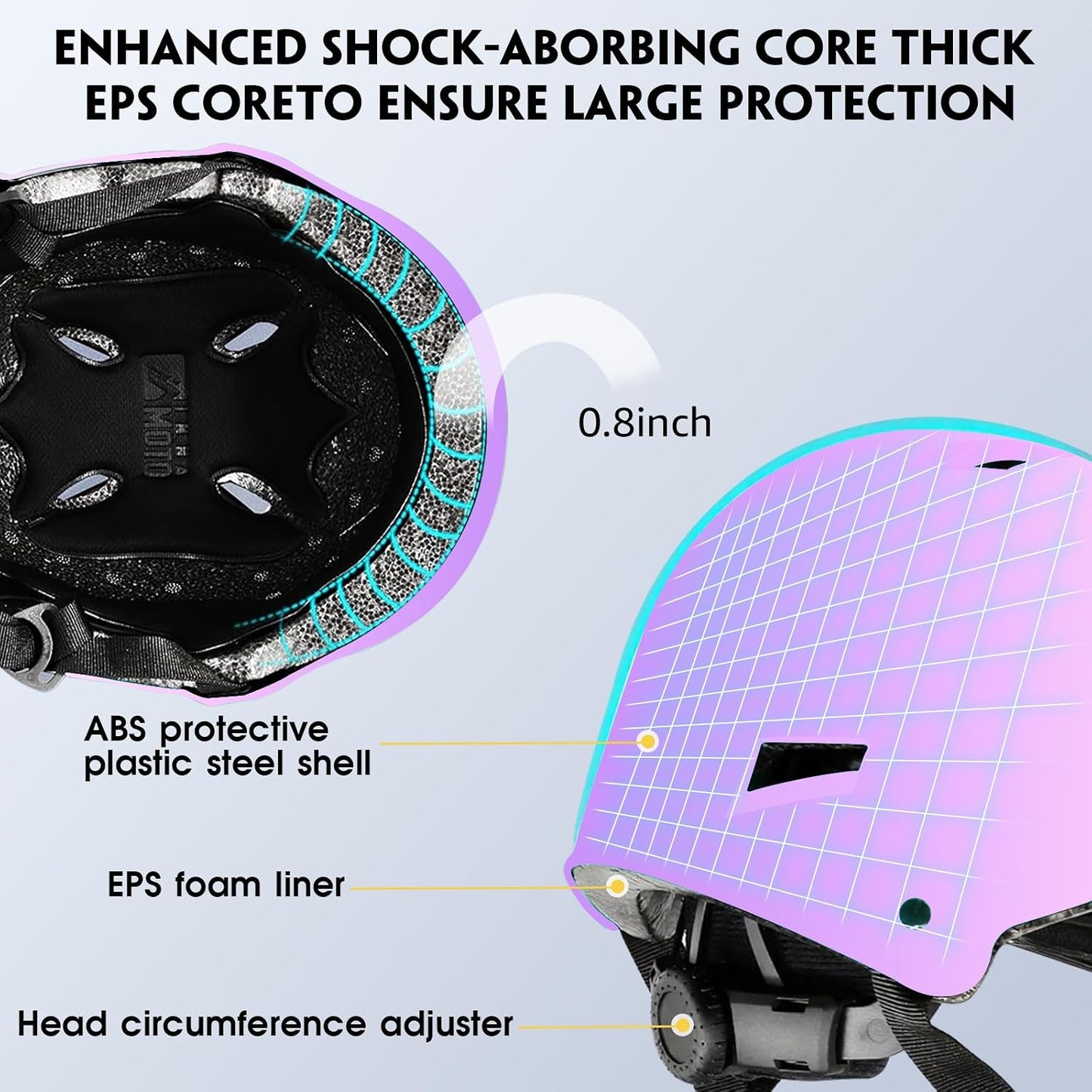 for Adults - Adjustable Certified Safety Adults Helmet for Skateboarding Bike Bicycle Scooter Cycling Skate Skating Multisport Helmets for Women Men Boys Girls Kids Youth