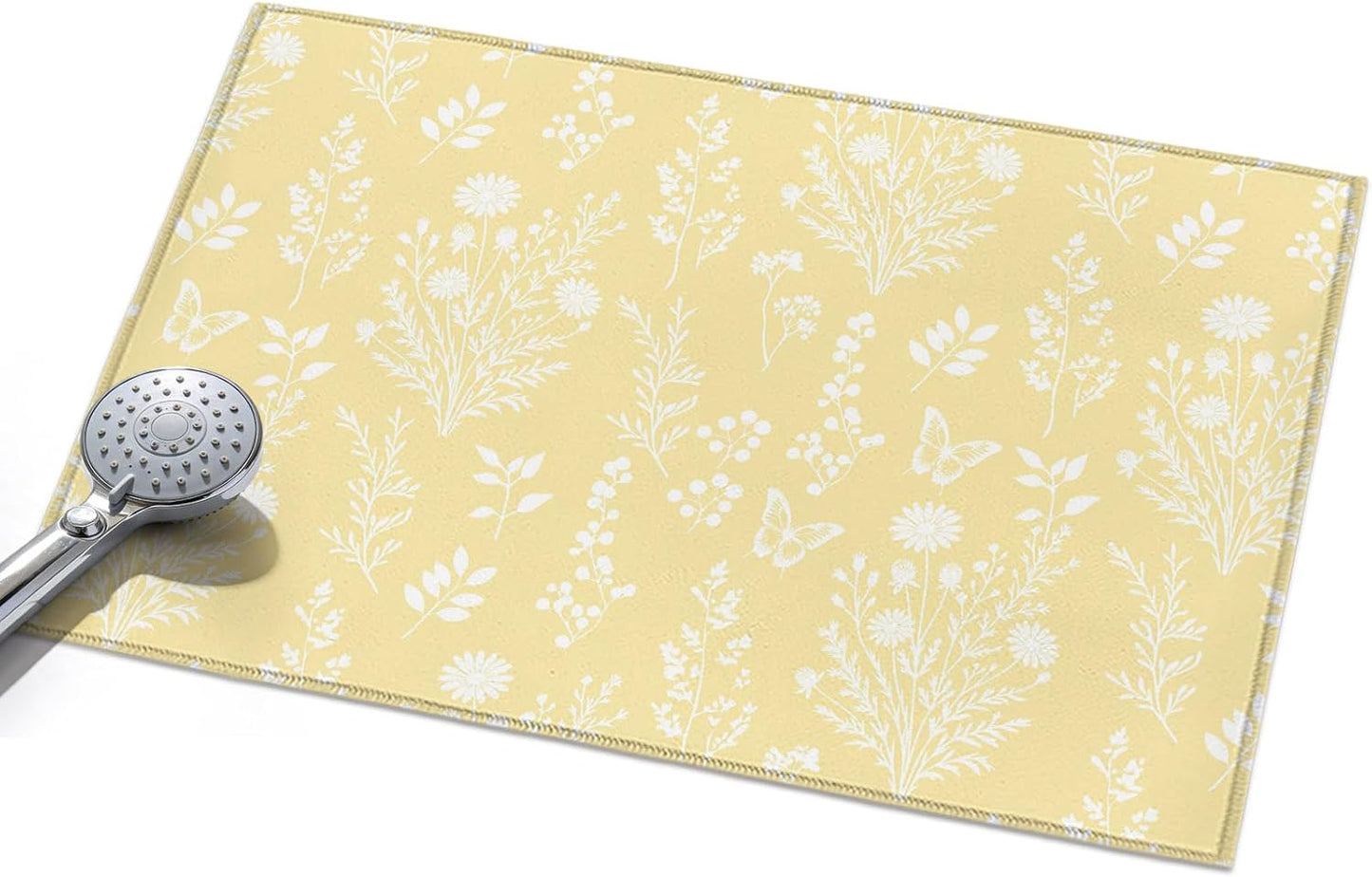 Large Area Rugs for Bedroom Living Room, Light Yellow Botanical Soft Non Slip Carpet Bedside Rug, Spring Summer Chic Wildflowers Rectangular Floor Cover Kitchen Accent Rug 2'x3' for Dining Room/Office