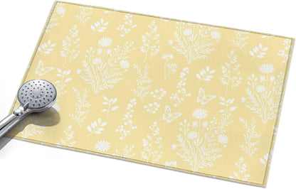 Large Area Rugs for Bedroom Living Room, Light Yellow Botanical Soft Non Slip Carpet Bedside Rug, Spring Summer Chic Wildflowers Rectangular Floor Cover Kitchen Accent Rug 2'x3' for Dining Room/Office