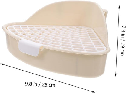 2pcs Pet Litter Box for Small Animals Detachable Toilet for Rabbits Guinea Pigs and Hamsters Easy to Clean Design Lightweight Compact White and Yellow