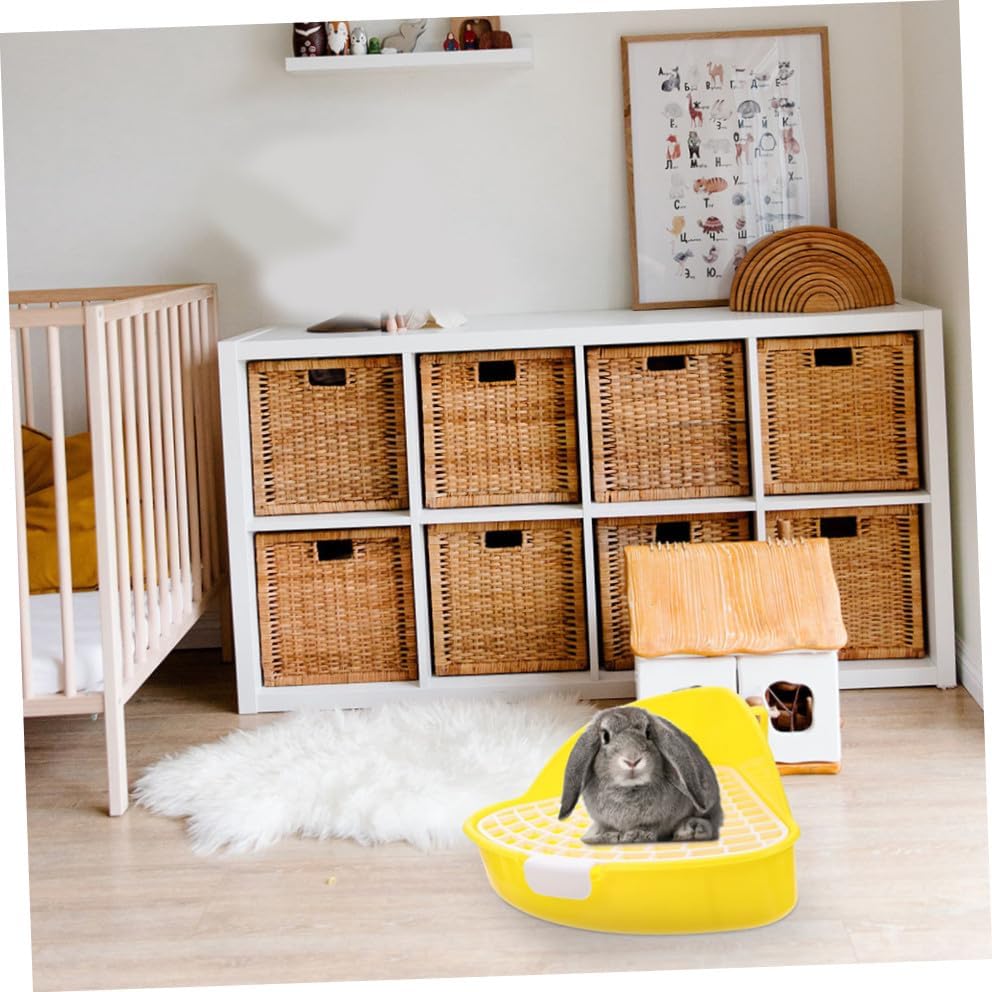 2pcs Pet Litter Box for Small Animals Detachable Toilet for Rabbits Guinea Pigs and Hamsters Easy to Clean Design Lightweight Compact White and Yellow