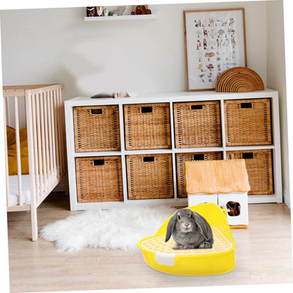 2pcs Pet Litter Box for Small Animals Detachable Toilet for Rabbits Guinea Pigs and Hamsters Easy to Clean Design Lightweight Compact White and Yellow