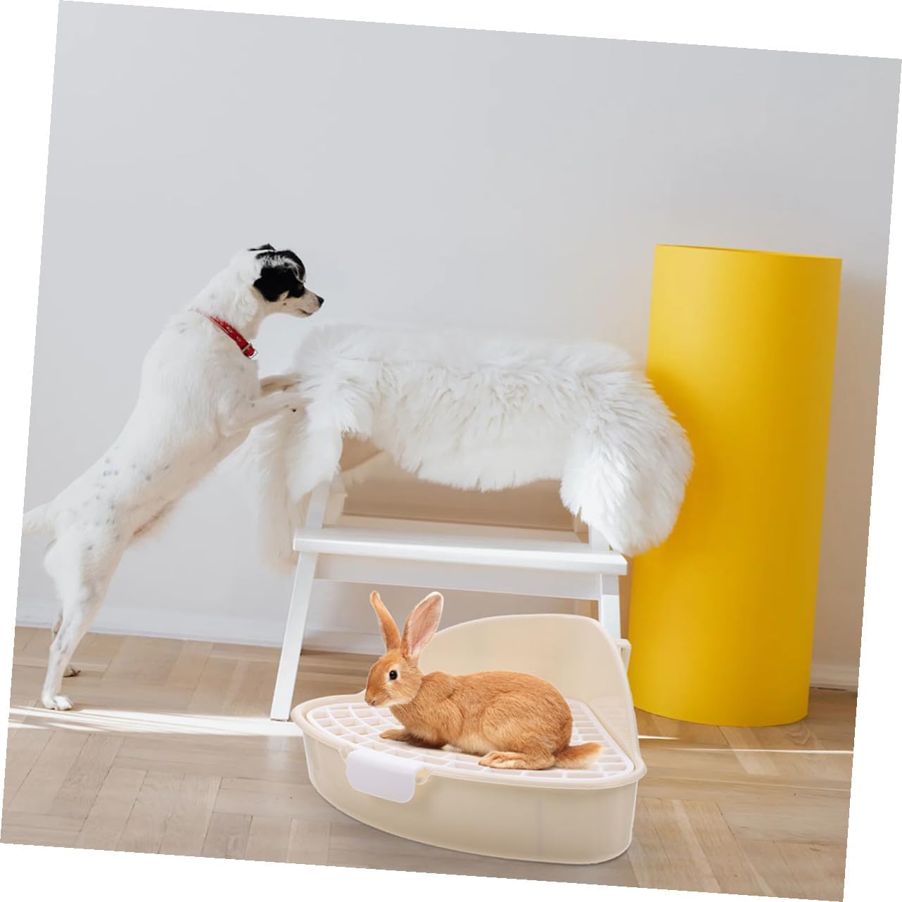 2pcs Pet Litter Box for Small Animals Detachable Toilet for Rabbits Guinea Pigs and Hamsters Easy to Clean Design Lightweight Compact White and Yellow