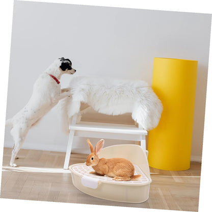 2pcs Pet Litter Box for Small Animals Detachable Toilet for Rabbits Guinea Pigs and Hamsters Easy to Clean Design Lightweight Compact White and Yellow