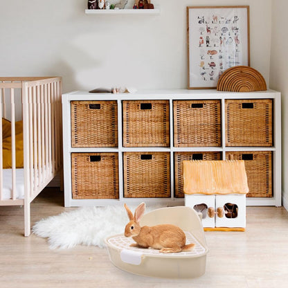 2pcs Pet Litter Box for Small Animals Detachable Toilet for Rabbits Guinea Pigs and Hamsters Easy to Clean Design Lightweight Compact White and Yellow