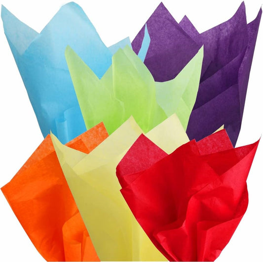 Gift Wrapping Tissue Paper - Rainbow Assorted Colors (Red, Orange, Yellow, Green, Blue and Purple)- 20 Inches x 26 Inches 60 Sheets